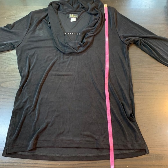 Y2K Glam‎ Cowl Neck Top M Black Rhinestones Vintage Stretch USA KLG & Co Travel - Picture 10 of 14